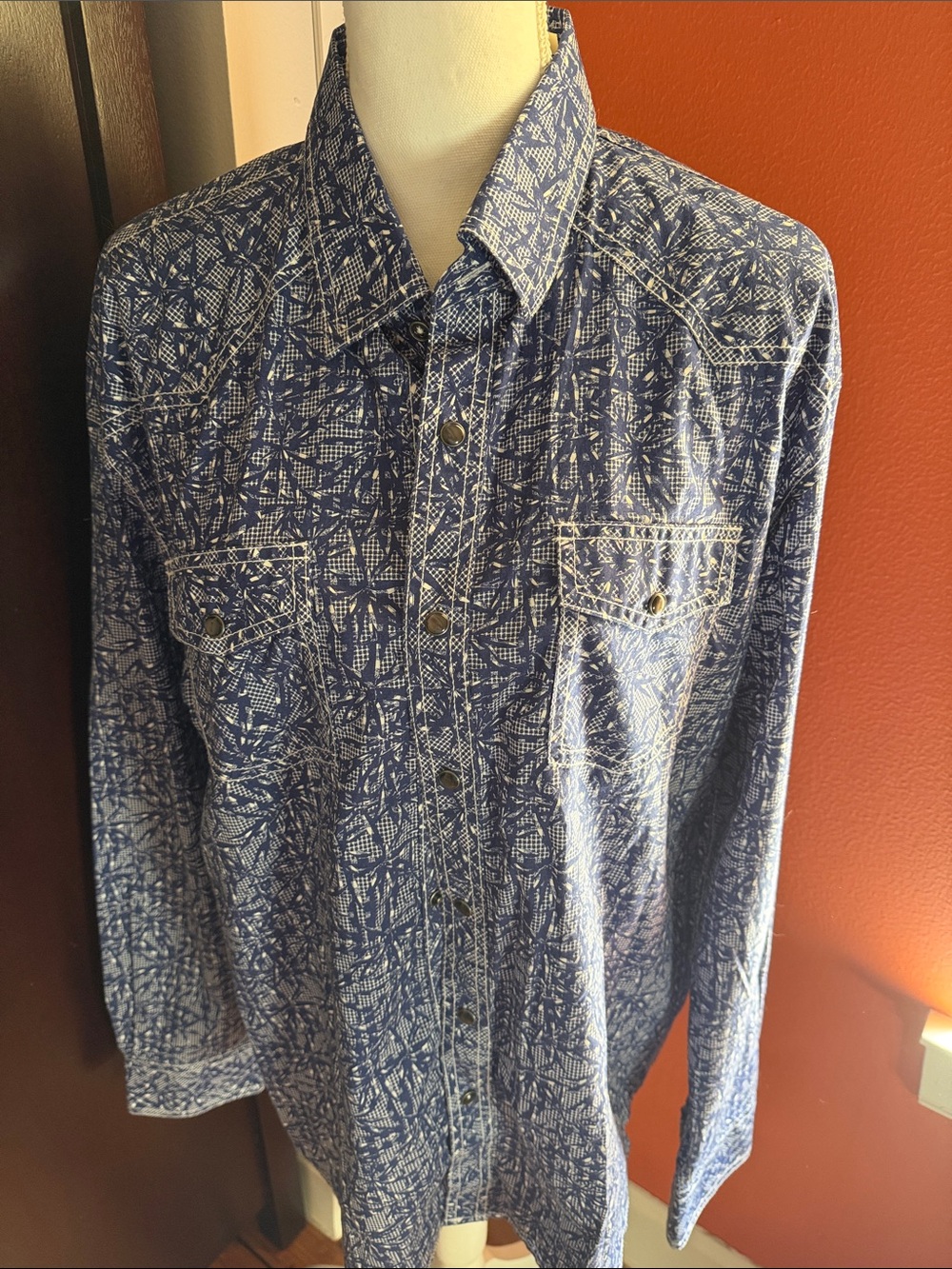 James Campbell Western Style Blue Patterned Shirt